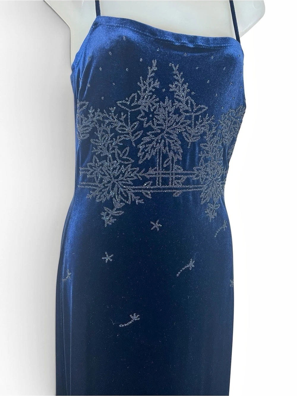 Rampage Women Velvet Beaded Maxi Dress Navy Small Whimsigoth Y2K Fairy Celestial